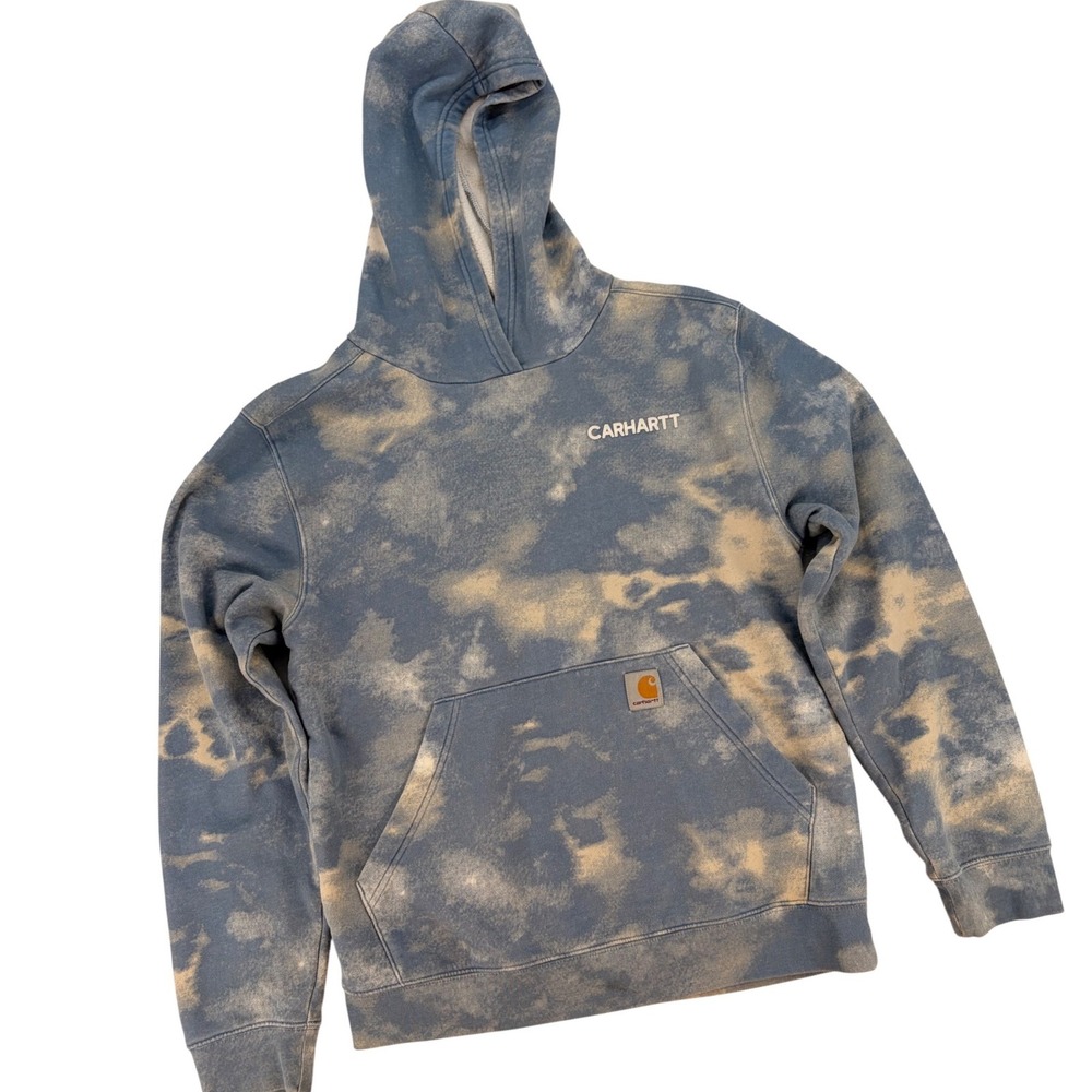 Carhartt‎ Tie Dye Hoodie Blue Cloud Wash Workwear Sweatshirt